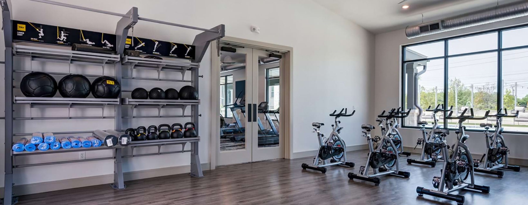 Fitness center with free weights, treadmills and ellipticals